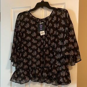 Anna Sui Black Floral Blouse